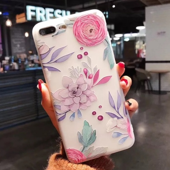 Accessories - NEW iPhone X Case 3D Cool Retro Purple Pink Floral
